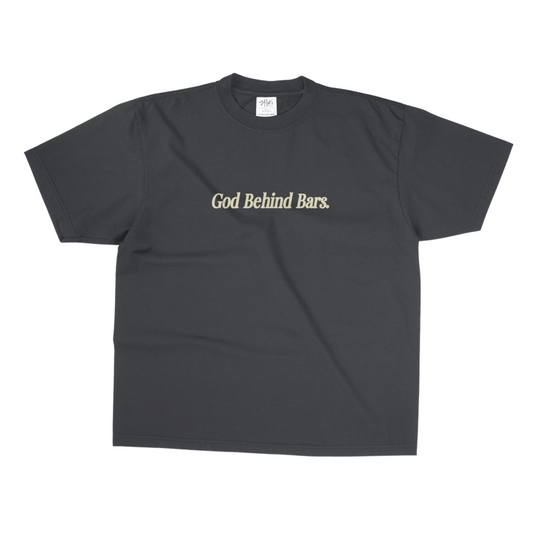 'God Behind Bars' Tee in Gray