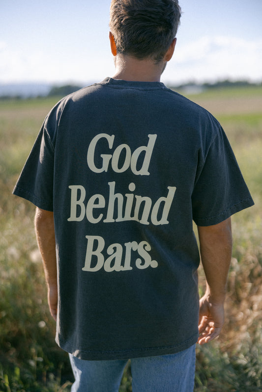 'God Behind Bars' Tee in Gray