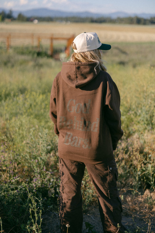 'God Behind Bars' Brown Hoodie